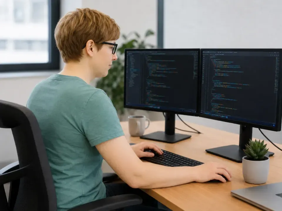 Softwareentwicklung an zwei Bildschirmen